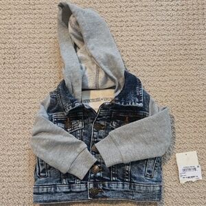 Tucker + Tate Blue Denim Jacket with Gray Hood